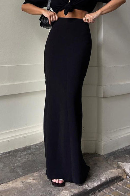 Slim Fit Black Long Pencil Skirt