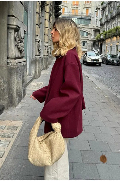 Scarf Collar Single Breasted Wool Coat