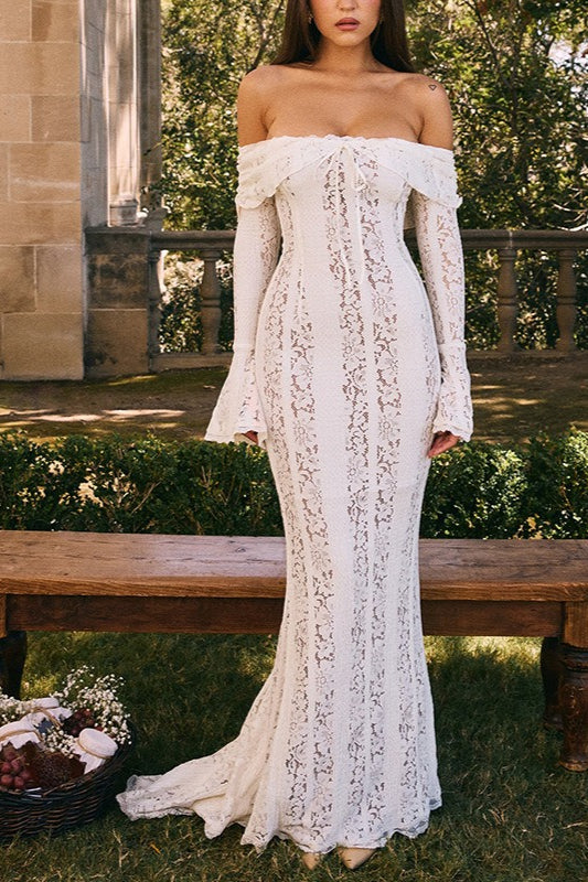 Strapless Lace Mermaid Maxi Dress