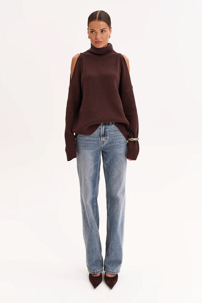 Off Shoulder Turtleneck Sweater