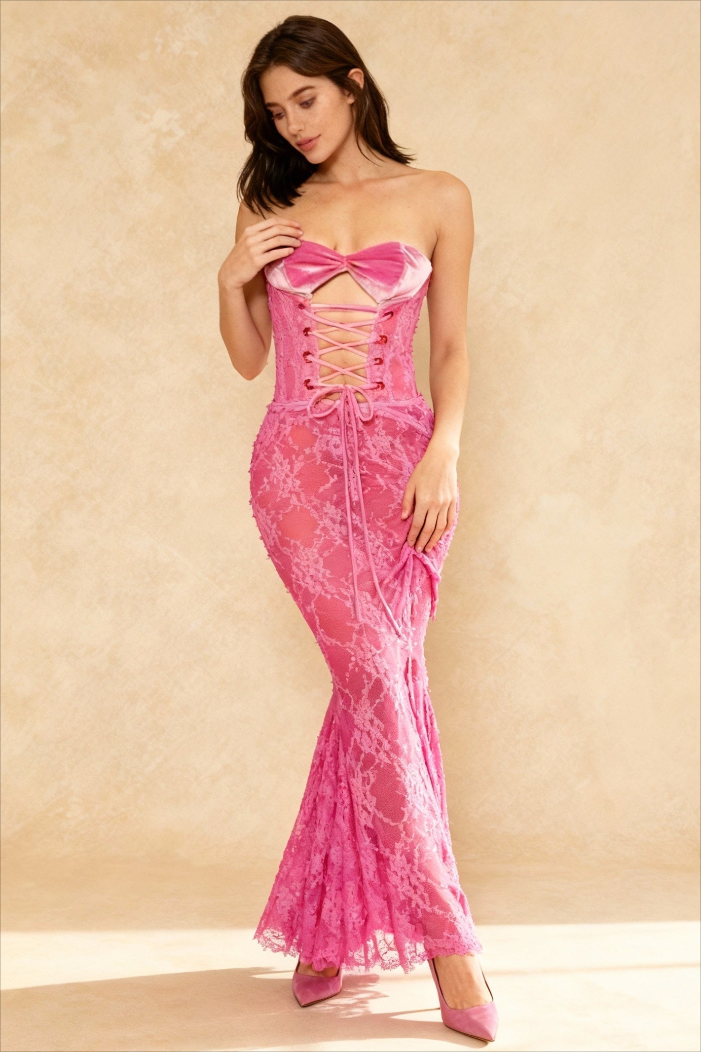Sexy Lace-up Backless Bodycon Maxi Dress