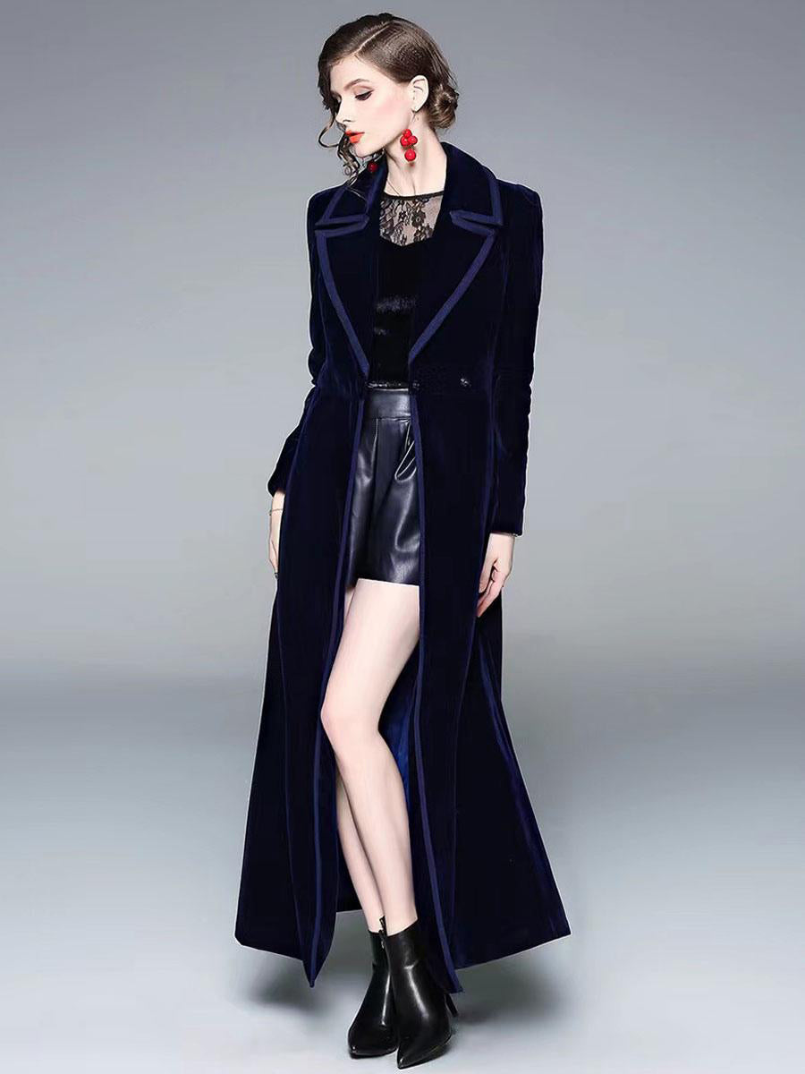 Women's Wrap Coat Turndown Collar Retro Burgundy Winter Outerwear