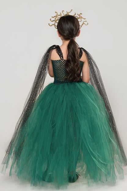 Green Medusa Dress Kid Halloween Costume