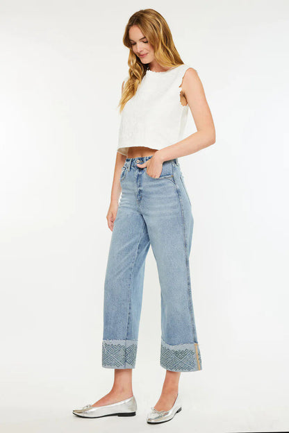 Stretch High Waist Wide Leg Jean
