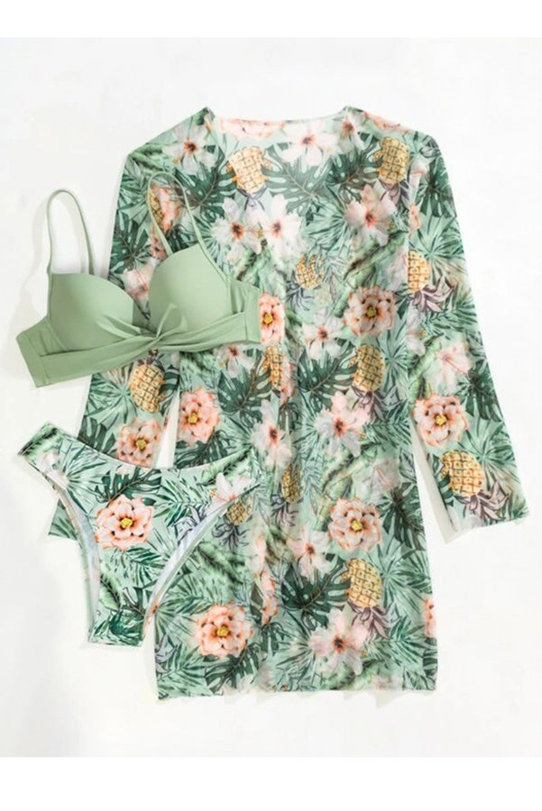 Nélida® | Tropical Print Wrap Underwire Bikini With Cover-Up