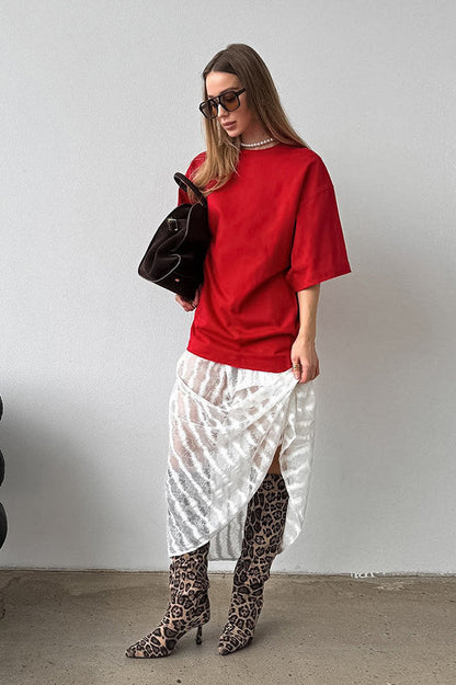 Vintage Lace Hollow Midi Skirt