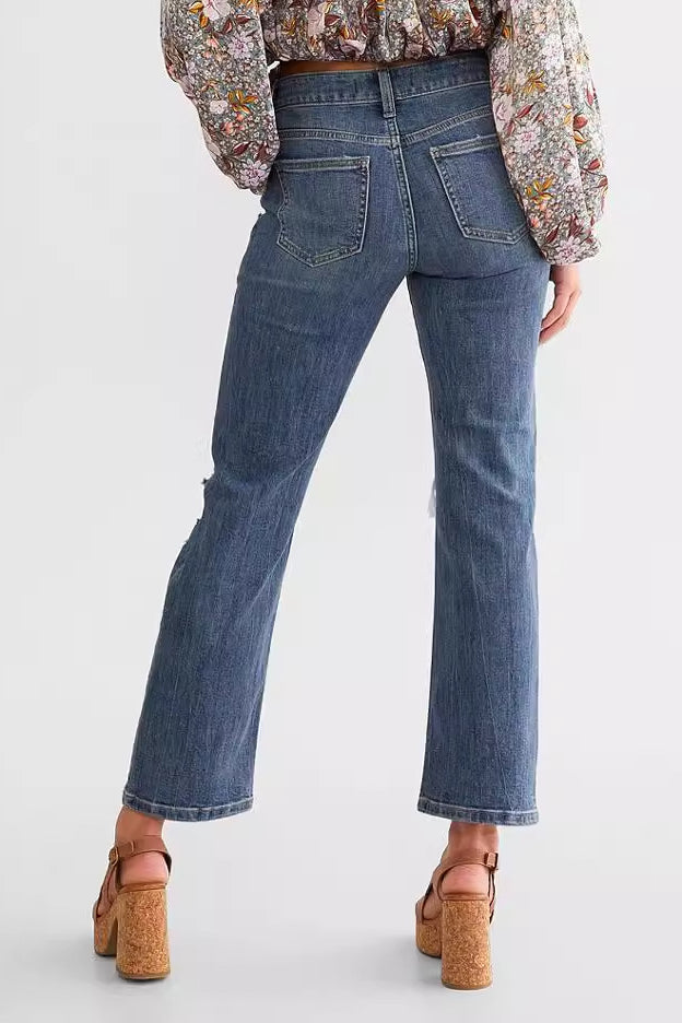 Stretch Slim Ripped Straight Jean