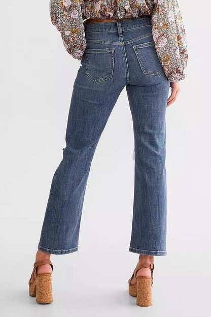 Stretch Slim Ripped Straight Jean