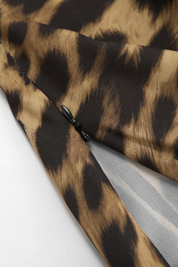 Sexy Chiffon Leopard Print Fishtail Maxi Skirt