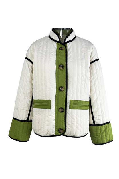 Fashionable Contrasting Color Cotton Coat