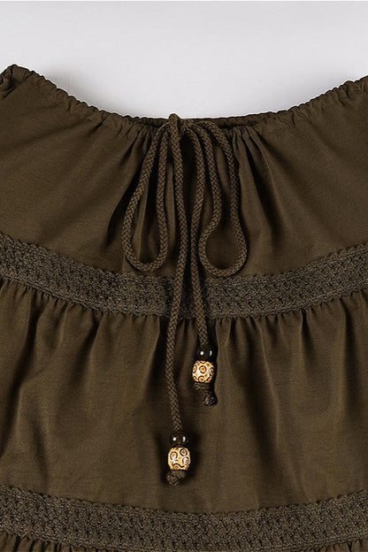 Vintage Brown Pleated A-Line Skirt