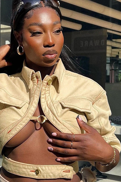 Casual Short Sleeve Collar Jacket