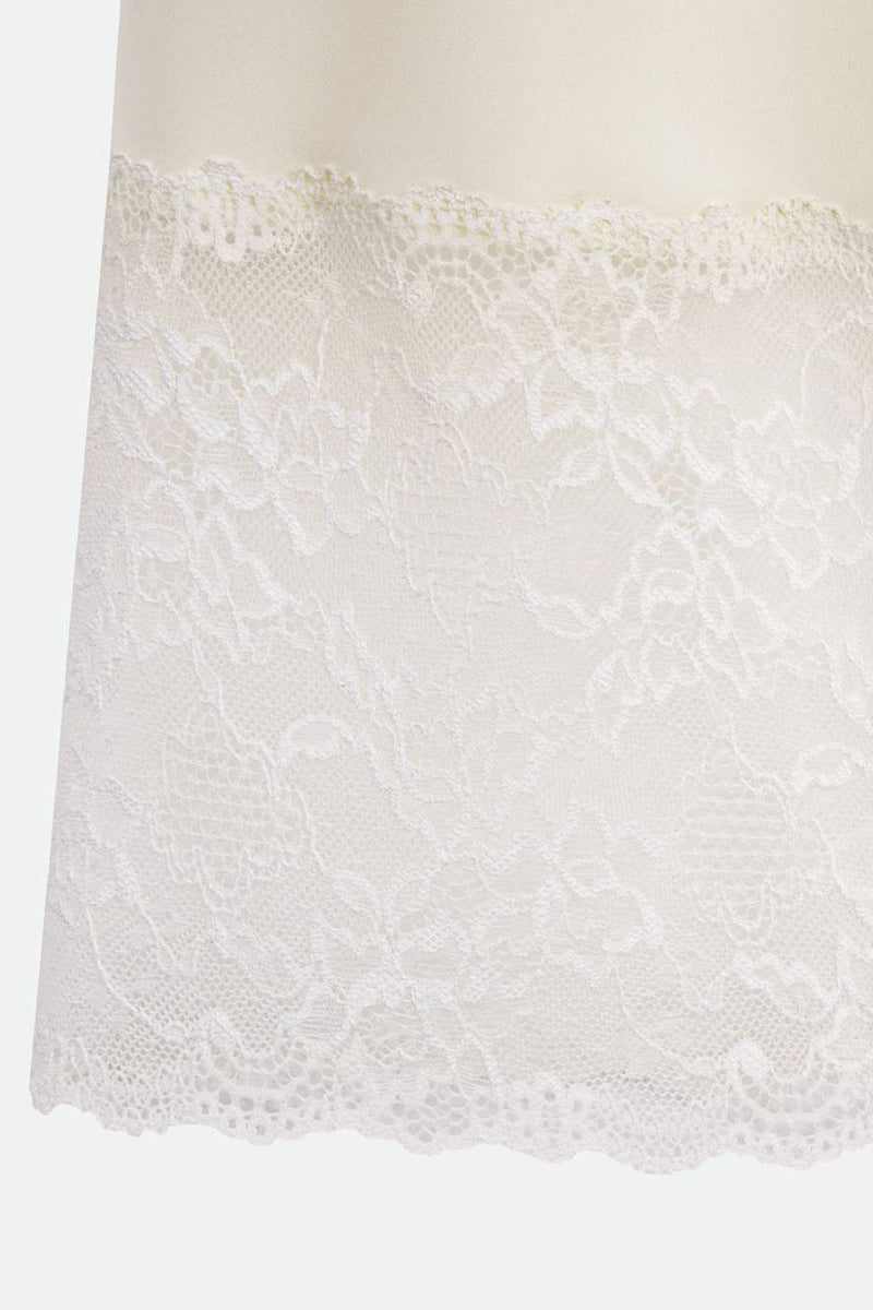 Satin Lace Trim Midi Skirt