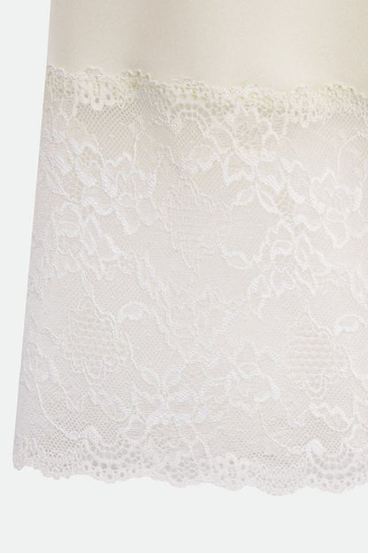 Satin Lace Trim Midi Skirt