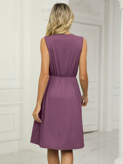Lace V Neck Midi Dress for Women - Sleeveless A-Line Swing Sundress with Pockets - Summer Daily Casual 2026