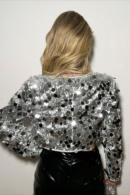 Silver Sequin Fashion Coat