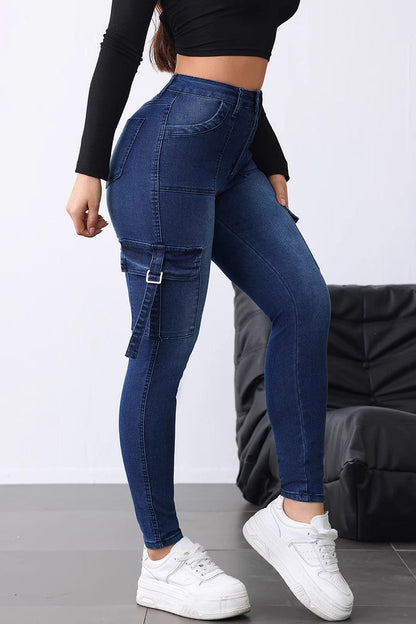Slim Fit Stretch Flap Cargo Jeans