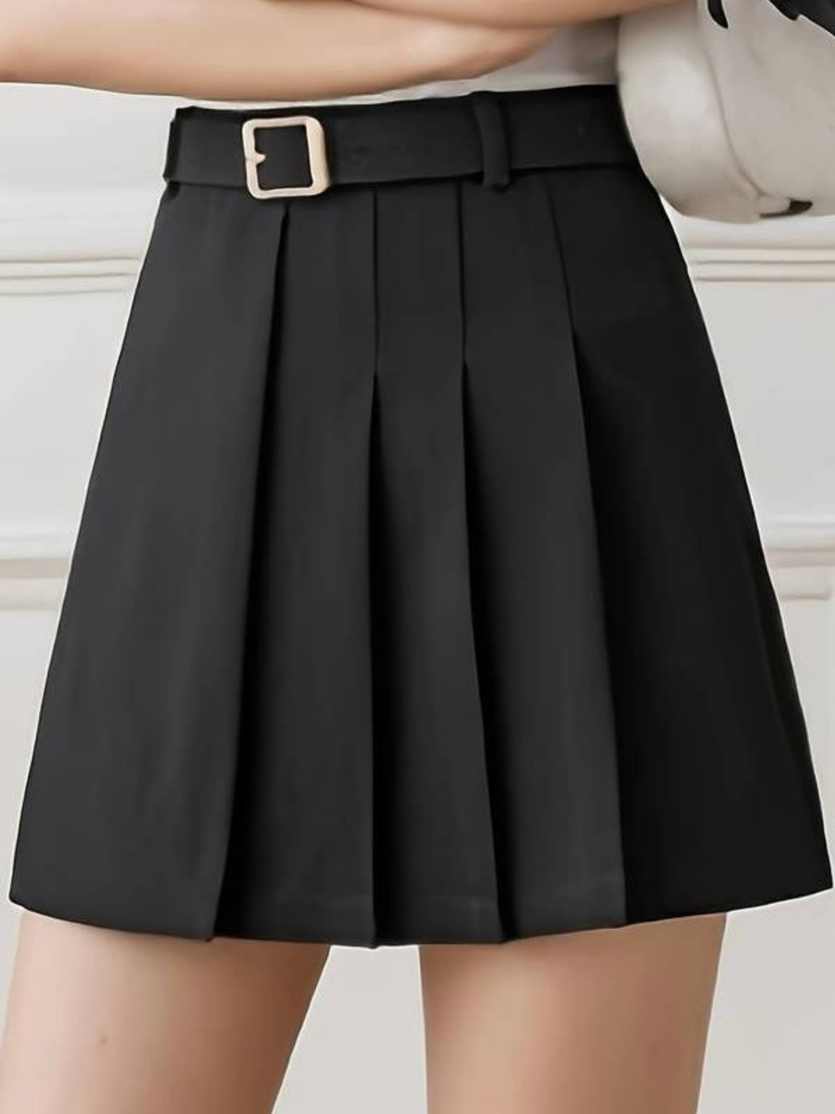 Elegant Style Pleated Skirt Short Skirt