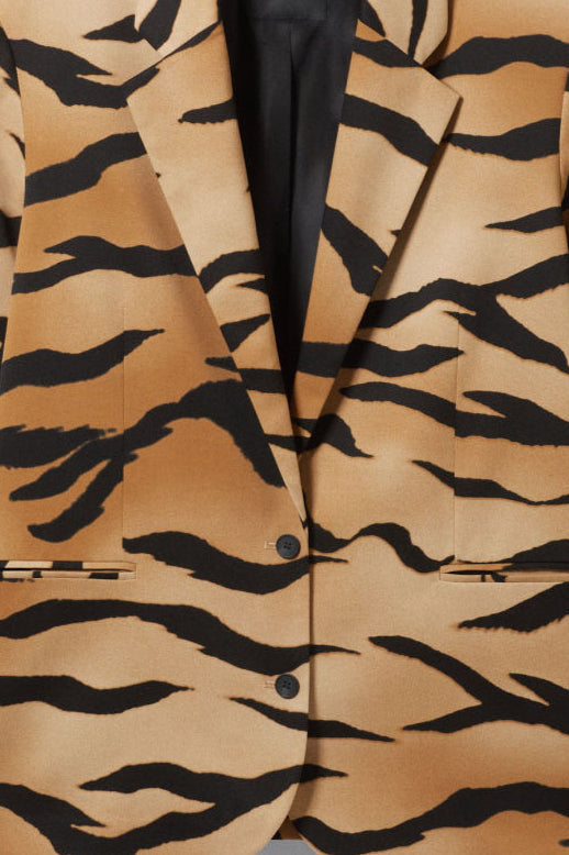 Buttoned Tiger Print Coat