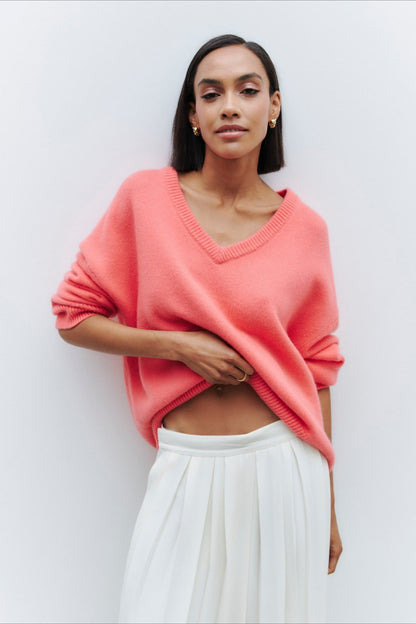 V Neck Long Sleeve Relaxed Sweater