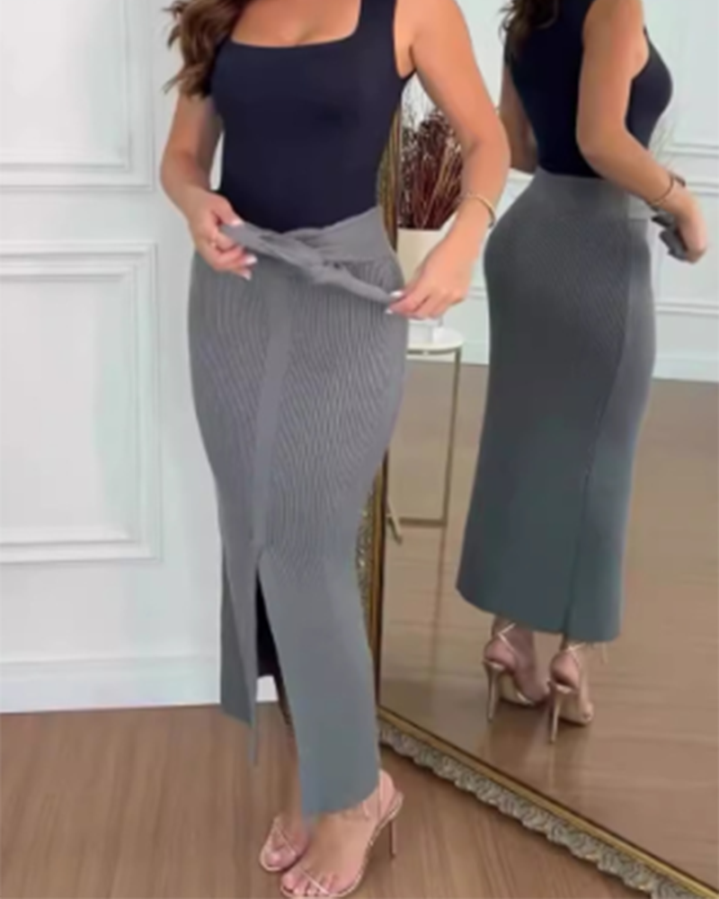 Sexy Knitted Skirt With Split Hips (Pre-Sale)