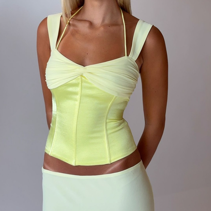 Halter corset lace up slit maxi skirt set