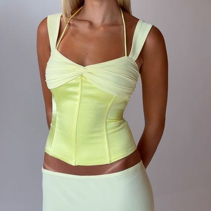 Halter corset lace up slit maxi skirt set