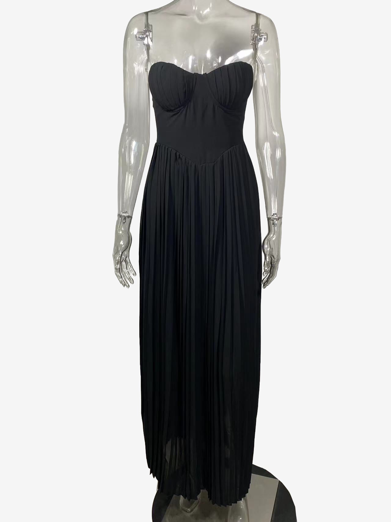 Pleated Corset Bustier Bodice Sleeveless Maxi Party Dress For Women 2026