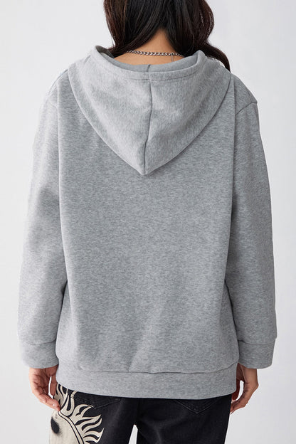 Graphic Print Zipper Hoodie