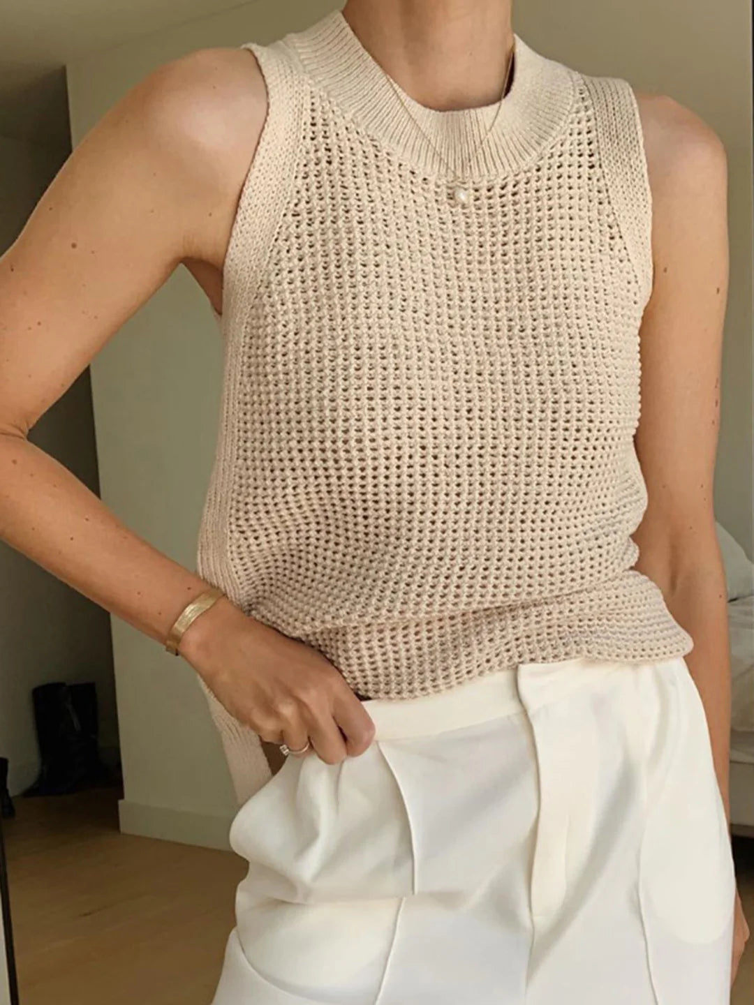 All-match Solid Knit Tank Top
