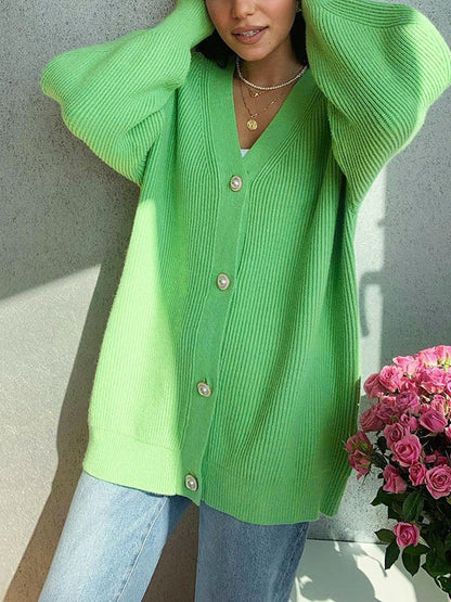 Solid Loose Knit Cardigan