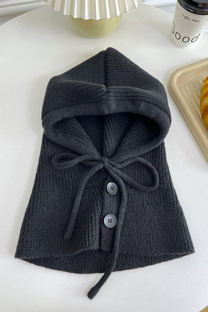 Thermal Knit Face Cover Hooded Scarf Hat