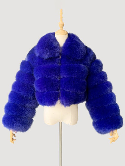 Plush Faux Fur Coat Turndown Collar Winter Short Jacket For Women 2026
