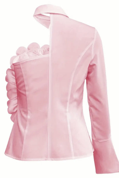 Stylish Three-dimensional Floral Collared Single-sleeve Casual Shirt