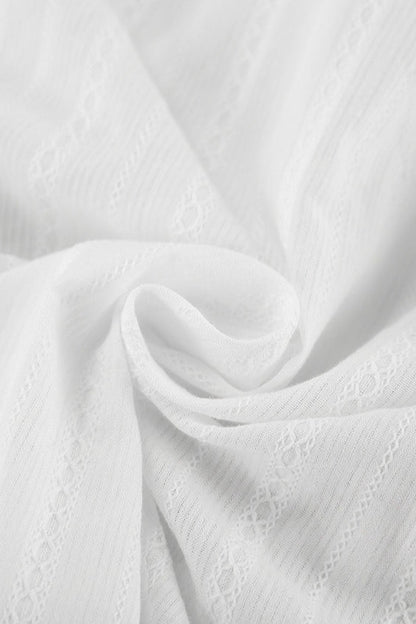 Flare Sleeve Jacquard Tie Blouse