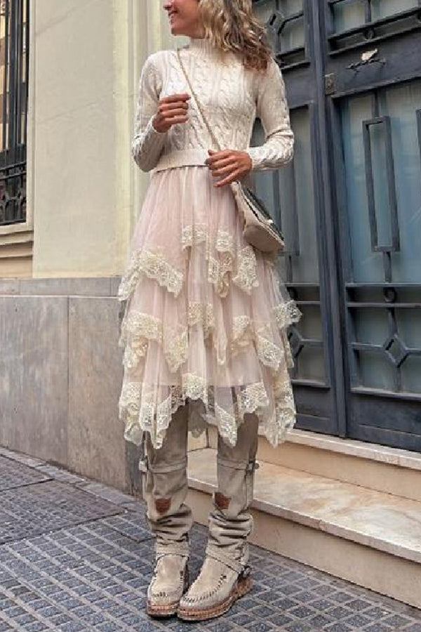 Half turtleneck cable slim fit short pullover sweater