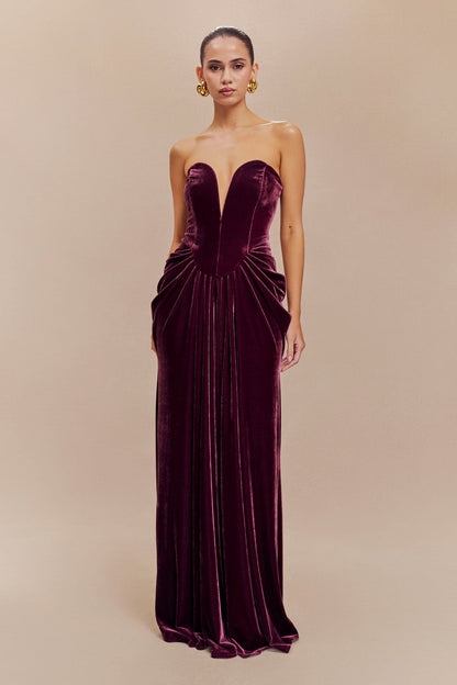 Dorothy Velvet Heart Corset Pleated Tube Maxi Dress