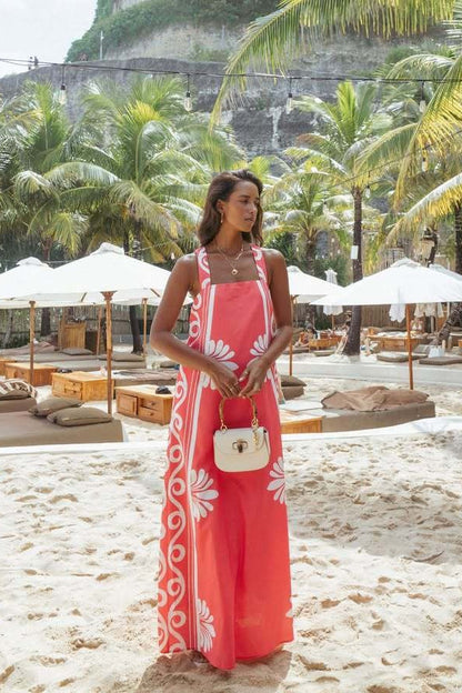 Off-shoulder Floral Print A-line Cami Maxi Dress