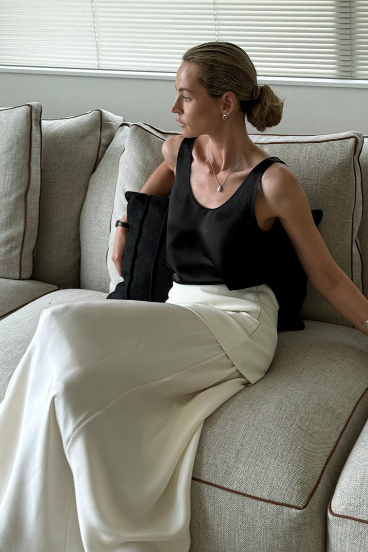 Vintage Satin High-Waist Maxi Skirt