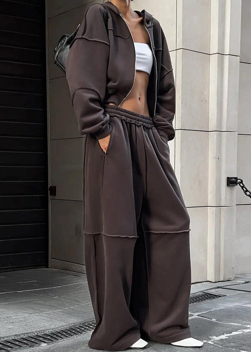 Downtown Energy - Oversized Zip Hoodie & Wide-Leg Pants Set