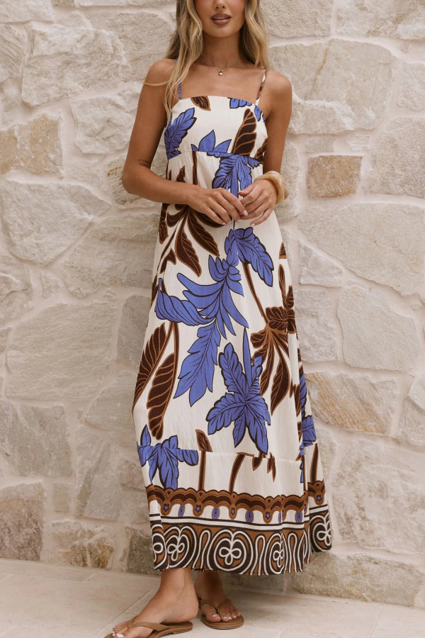 Floral Print Sleeveless Camisole Casual Vacation Maxi Dress