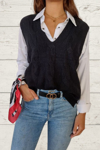 braided sleeveless sweater