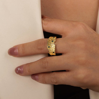 Vintage Style Copper Zirconia Open Ring