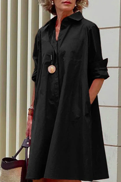 simple loose long sleeve shirt dress