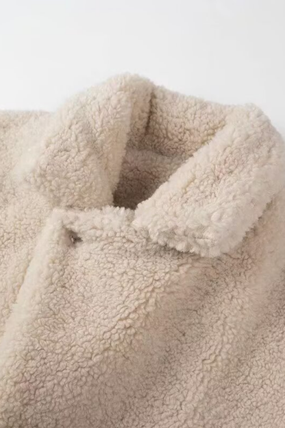 Lapel Long Sleeve Teddy Jacket