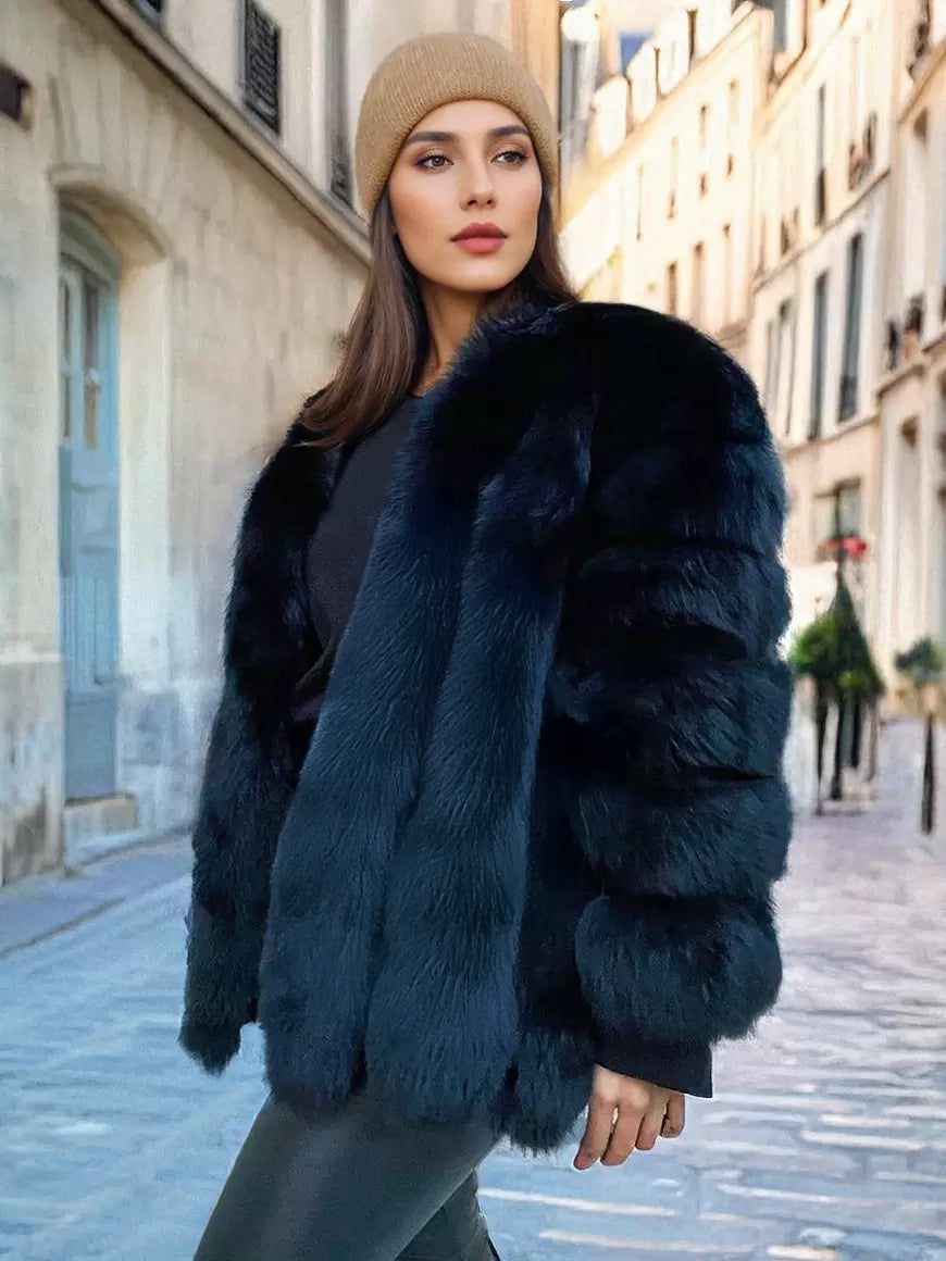 Plush Faux Fur Coat Crew Neck Winter Eco-friendly Fur Jacket For Women 2026