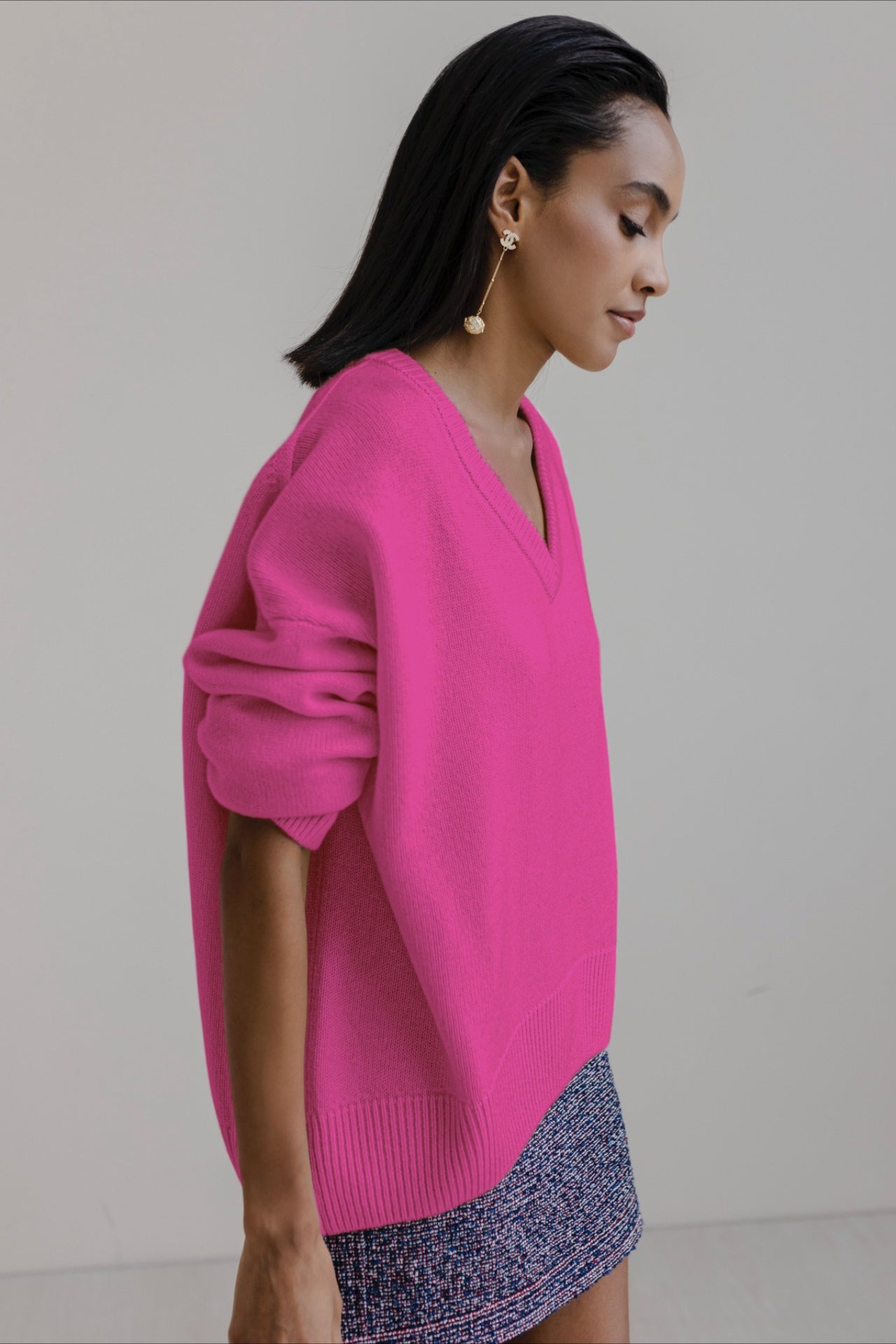 V Neck Long Sleeve Relaxed Sweater