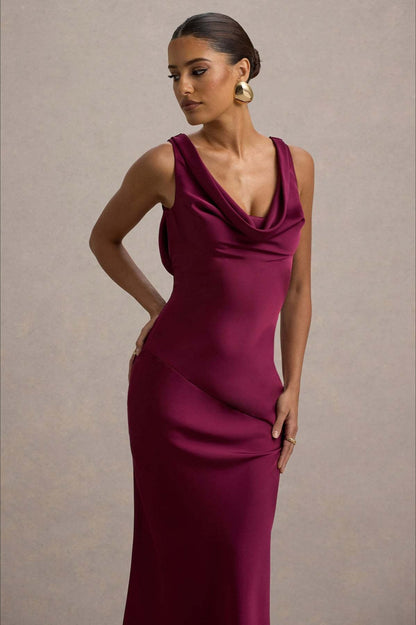 Elegant Satin Mermaid Backless Bodycon Dress
