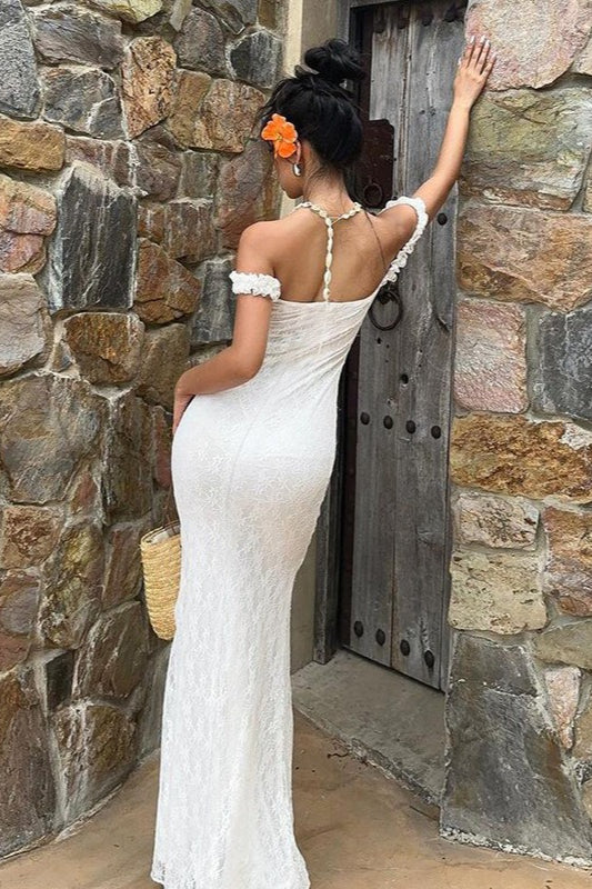 Elegant High Waist Sleeveless Lace Dress