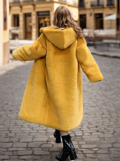 Faux Fur Coats For Women Hooded Winter Eco-friendly Long Jacket 2026